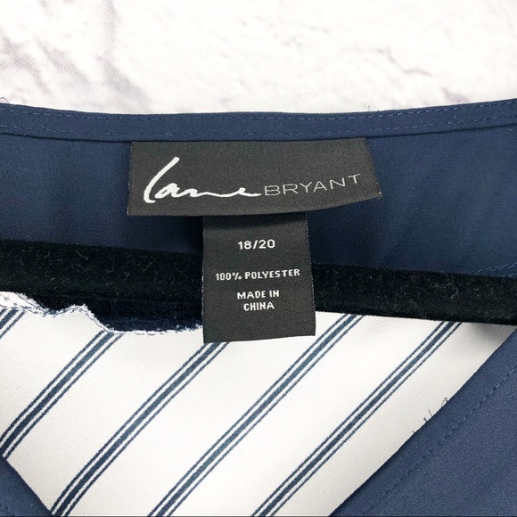 Lane Bryant Blue & White Bat Wing Fashion Shirt - Picture 2 of 4